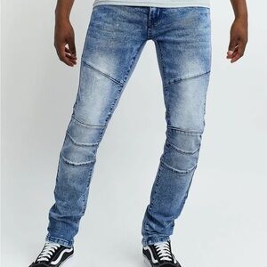 Multi Wash Moto Look Straight Fit Jeans Size 40